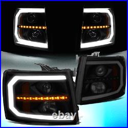 For 2007-2014 Silverado Led Drl+sequential Turn Signal Projector Headlight Lamp