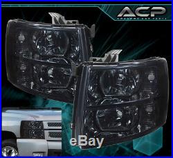 For 2007-2014 Silverado Truck Drive Bumper Head Lights Lamp Assembly Pairs Smoke