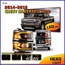 For 2014 2015 Chevy Silverado 1500 Headlights Dynamic Turn Signal LED DRL Pair