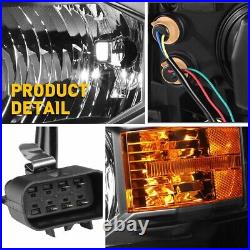 For 2014-2015 Chevy Silverado 1500 Headlights Headlamps Left+Right Pair Black BA