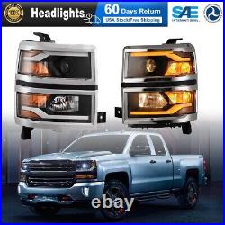 For 2014 2015 Chevy Silverado 1500 LED DRL Headlights Sequential Signal Turn