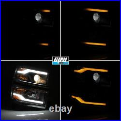 For 2014 2015 Chevy Silverado 1500 LED DRL Headlights Sequential Turn Signal Set