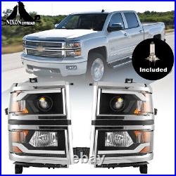 For 2014 2015 Chevy Silverado 1500 LED Projector Headlights Headlamps 1 Pair