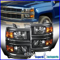 For 2014-2015 Chevy Silverado 1500 Pickup Black Turn Signal Headlights 14-15