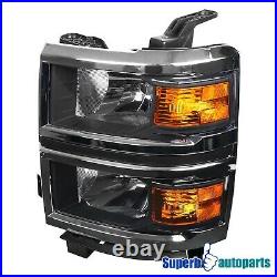 For 2014-2015 Chevy Silverado 1500 Pickup Black Turn Signal Headlights 14-15