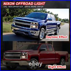 For 2014-2015 Chevy Silverado 1500 Projector Headlights LED DRL Chrome Trim Pair
