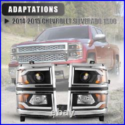 For 2014 2015 Chevy Silverado 1500 Sequential Signal Lamp LED DRL Bar Headlights