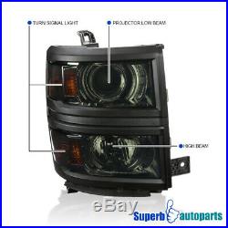 For 2014-2015 Chevy Silverado 1500 Smoke Projector Headlights Turn Signal Lamps