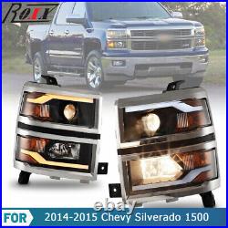 For 2014-2015 Chevy Silverado LED Headlights DRL Sequential Projector Headlamps
