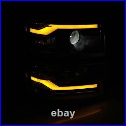 For 2014-2015 Chevy Silverado LED Headlights DRL Sequential Projector Headlamps