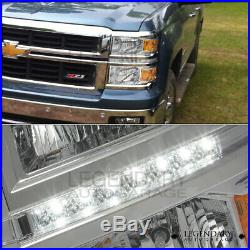 For 2014-2016 Chevrolet Silverado Front Head Lamps LED Drl Amber Signal Chrome