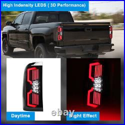 For 2014-2018 Chevy Silverado 1500 2500HD 3500HD LED Tail Lights Sequential Blak