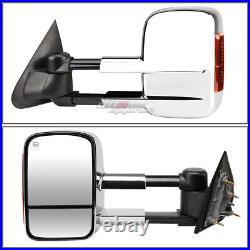 For 2014-2020 Silverado Sierra Pair Power+led Turn Signal Towing Mirror Chrome