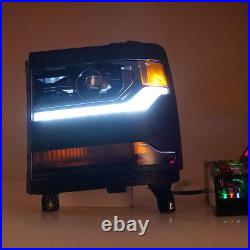 For 2016-2019 Chevy Silverado 1500 HID/Xenon LED DRL OE Projector Headlights L+R