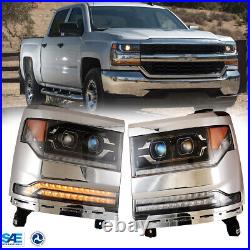 For 2016-2019 Chevy Silverado 1500 Headlights LED Sequential Turn Signal Lamps