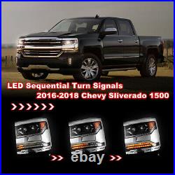 For 2016 2019 Chevy Silverado 1500 LED Headlights Sequential Turn Signal Pair