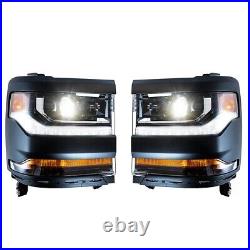 For 2016-2019 Silverado 1500 Front Headlights HID/Xenon LED DRL Projector Set