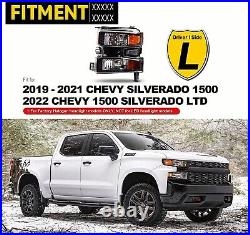 For 2019-2022 Chevy Silverado 1500 Halogen witho LED Headlight Headlamp LH Driver