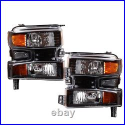 For 2019-2022 Chevy Silverado 1500 Headlights Black Clear Lens Lamps Turn Signal