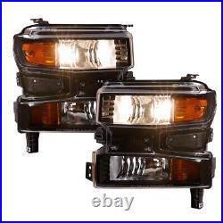 For 2019-2022 Chevy Silverado 1500 Headlights Black Clear Lens Lamps Turn Signal