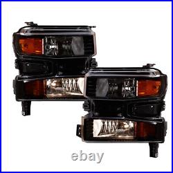 For 2019-2022 Chevy Silverado 1500 Headlights Black Clear Lens Lamps Turn Signal