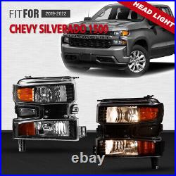 For 2019-2022 Chevy Silverado 1500 Headlights withHalogen Turn Signal Clear Lens