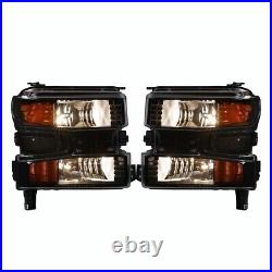 For 2019-2022 Chevy Silverado 1500 Headlights withHalogen Turn Signal Clear Lens