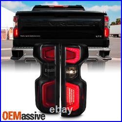 For 2019-2023 Chevy Silverado 1500 2500HD LED Tube DRL Black Smoked Tail Lights