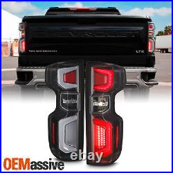 For 2019-2024 Chevy Silverado 1500 2500HD LED Tube DRL Black Housing Tail Lights