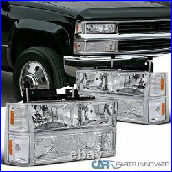 For 94-98 C10 C/K 2500 3500 Tahoe Suburban Headlights+Bumper Corner Lamps Clear