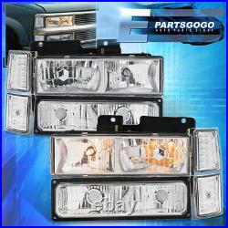 For 94-98 C10 C/K Silverado Suburban Clear Headlights + Bumper Corner Lamps Set