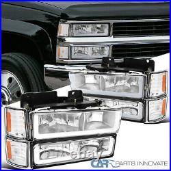 For 94-98 Chevy C10 C/K 1500 Suburban Headlights Bumper Lamps with LED Tube Strip