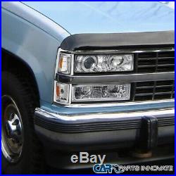 For 94-98 Chevy C10 C/K Tahoe Chrome Projector Headlights with Bumper Corner Lamps