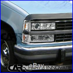 For 94-98 Chevy C10 C/K Tahoe Clear Halo Projector Headlights+Bumper Corner Lamp