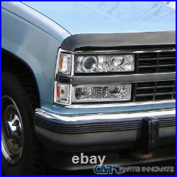 For 94-98 Chevy C10 C/K Tahoe Dual Halo Projector Headlights+Bumper Corner Lamps