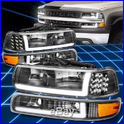 For 99-02 Chevy Silverado 1500/2500 LED DRL Headlights Bumper Turn Signal Lamps