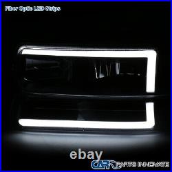 For 99-02 Chevy Silverado Black Smoke LED Bar Headlights+Bumper Lamps Left+Right