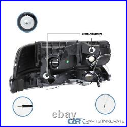 For 99-02 Chevy Silverado Black Smoke LED Bar Headlights+Bumper Lamps Left+Right