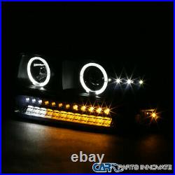 For 99-02 Silverado 00-06 Suburban Black Smoke Projector Headlights+LED Bumper