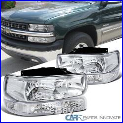 For 99-02 Silverado 00-06 Suburban Tahoe Clear Headlights+Bumper Signal Lamps