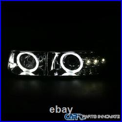 For 99-02 Silverado 00-06 Tahoe Smoke LED Halo Projector Headlights+Bumper Lamps