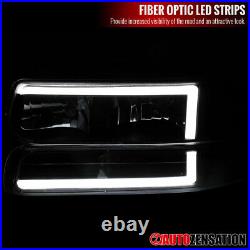 For 99-02 Silverado 00-06 Tahoe Suburban Black Headlights with LED+Bumper Lamps