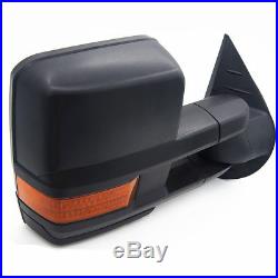 For 99-02 Silverado Sierra Black Towing Power+Heated+LED Turn Signal+Backup lamp