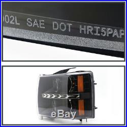For Black 2007-2014 Chevy Silverado LED U-Halo Projector Headlights Left+Right
