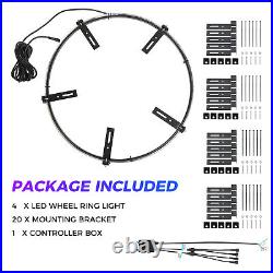 For Chevrolet Silverado 1500 4x 17.5 LED Wheel Ring Rim Lights RGB Turn Signal