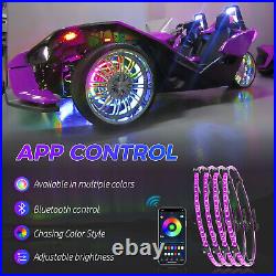 For Chevrolet Silverado 1500 4x 17.5 LED Wheel Ring Rim Lights RGB Turn Signal