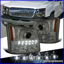 For Chevy 03-07 Silverado Avalanche Smoke LED DRL 2in1 Tint Projector Headlights