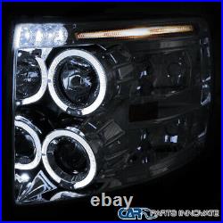 For Chevy 07-14 Silverado LED Halo Clear Projector Headlights Head Lamps Pair