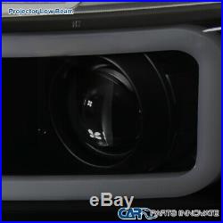 For Chevy 07-14 Silverado Pickup Black Smoke LED Tube Projector Headlights Pair