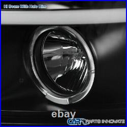 For Chevy 07-14 Silverado Pickup LED Halo Black Projector Headlights Left+Right